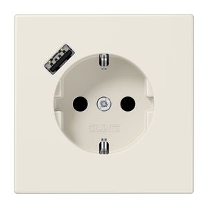 Wandcontactdoos m.lader wit v.USB type A LS990