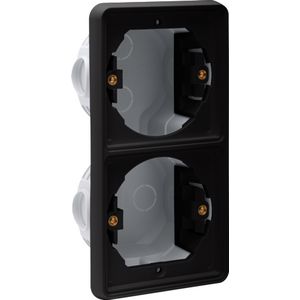 Spuitwaterdichte 2-voudige verticale inbouwdoos 2 functies zwart