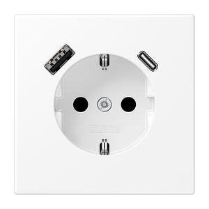 Wandcontactdoos m.lader wit m. v.USB type A&C LS990
