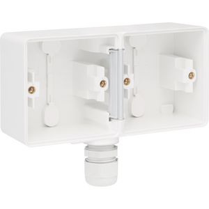 Spuitwaterdichte dubbele horizontale opbouwdoos 1x M20 wit