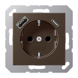 Wandcontactdoos m.lader mokka.v.USB type A&C AS500
