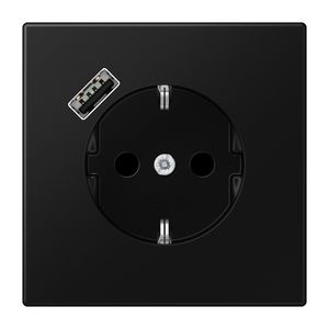 Wandcontactdoos m.lader grafiet zwart v.USB type A LS990