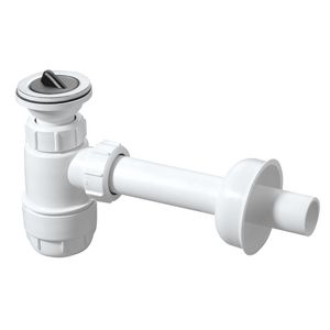 Plugbekersifon PP wit 1.1/4"+muurbuis en rozet 60x32mm McAlpine
