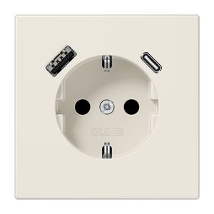 Wandcontactdoos m.lader wit v.USB type A&C LS990