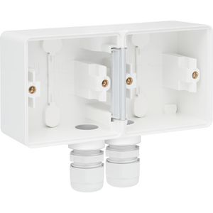 Spuitwaterdichte dubbele horizontale opbouwdoos 1x 2-voudig M20 grijs