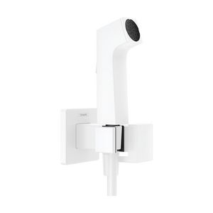 Bidet handdouche 1 straalsoort gemengd water+douchehouder+slang 125cm mat wit
