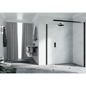 Opera FH zijwand 890-910x2000mm mat zwart helder RE