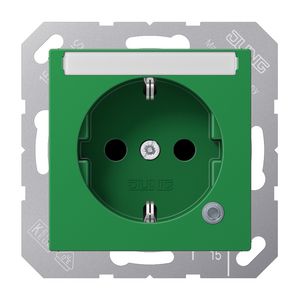 Wandcontactdoos groen slagv &tekstvast& contr.l. ABAS