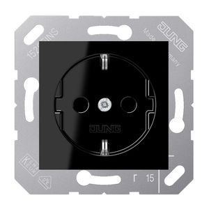 Wandcontactdoos 50x50 zwart met besch.contact