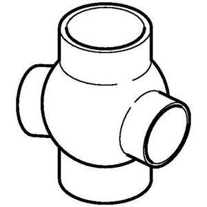 Polyethyleen (PE) kogel T-stuk 2 zij-aansluiting 135° 110x63mm