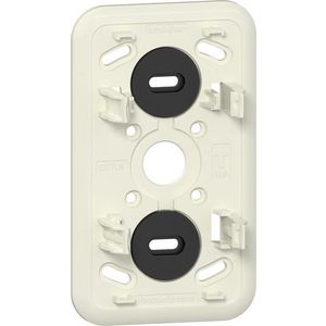 Montageplaat 2-v K/P25 kombi schakelaar/WDC met randaarde Opbouw creme wit