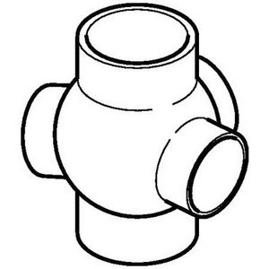 Polyethyleen (PE) kogel T-stuk 3 zij-aansluiting 135° 110mm