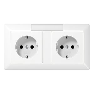 Wandcontactdoos a.wit 2-voudig m.tekstvav.wandg. AS500