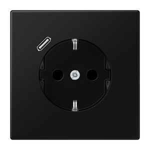 Wandcontactdoos m.lader grafiet zwart v.USB type C LS990
