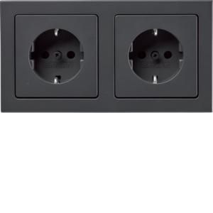 Wandcontactdoos RA 2-v afdekraam berker Q.3 antraciet