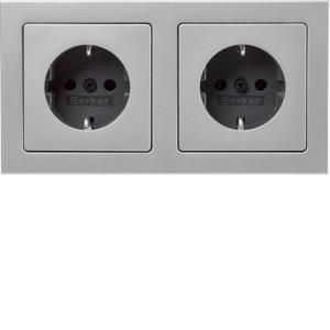 Wandcontactdoos RA 2-v afdekraam berker Q.3 alulook