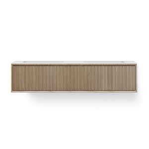 Wastafelmeubel SOLID FACET STRIPES 1600mm Solid Surface 2x wasbak 500mm 2x la old grey