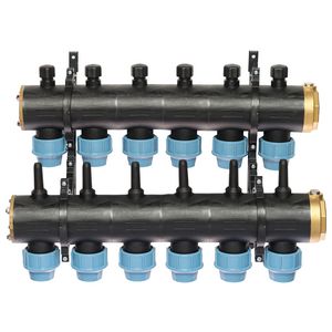 Brineverdeler 4430 2 "kunststof + PE-koppeling 40mm 6-groepen