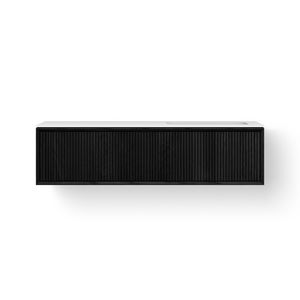 Wastafelmeubel SOLID FACET STRIPES 1400mm Solid Surface 1x wasbak 500mm rechts 2x la zwart