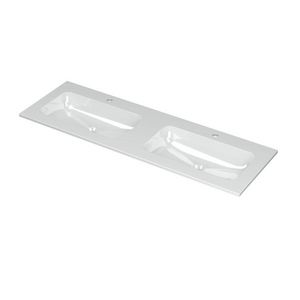 INK Aspekt Wastafel porselein dbl 2 kraangat GL wit 140x45