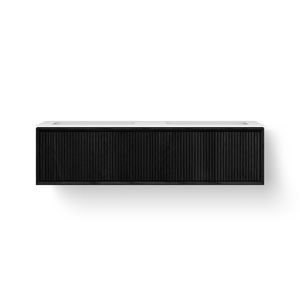 Wastafelmeubel SOLID FACET STRIPES 1400mm Solid Surface 2x wasbak 500mm 2x la zwart