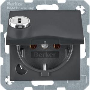 Wandcontactdoos RA klapdeksel slot berker S.1/B.3/B.7 antraciet