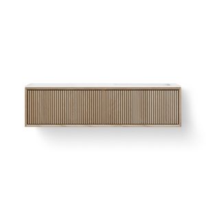 Wastafelmeubel SOLID FACET STRIPES 1400mm Solid Surface 1x wasbak 500mm rechts 2la old grey
