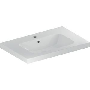 iCon Light wastafel 90x48cm met kraangat + overloop / met afleg wit Keratect