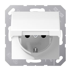 Wandcontactdoos alpin wit met R/A en klapd. AS500