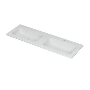 INK Aspekt Wastafel porselein dbl 2 kraangat Mat wit 140x45