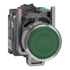 Verlichte drukknop Harmony XB4 metaal groen Vlak 22mm univer