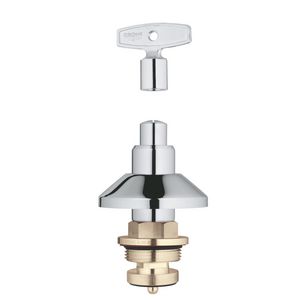 Bovendeel v. inb.stopkraan 1.1/4" + sleutel + stofkap chroom