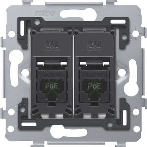 Mechanisme 2 RJ45-aansl.en UTP Cat. 5E PoE++ vlak