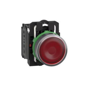 Drukknop Verlicht Verzonken terugv 22mm 24V 1NO+ 1NC Rood
