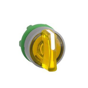yellow illum selector switch head 3-pos return cente cp grey