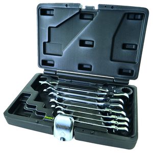 Ringratel-steeksleutelset 180gr schanierkop 8delig 8-19mm