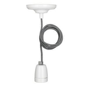 Pendel hanglamp York E27 wit L=1.5m. 2C zwart/wit