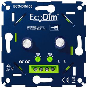 LED dimmer 2x0-100W RC 05 Muur duo fase afsnijding