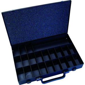 Metalen koffer leeg 22-vaks 50x370x235mm met handgreep