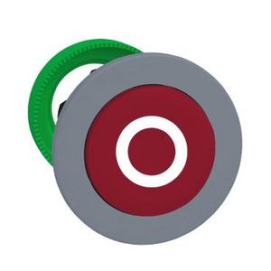 Flush mounted red projecting pushbutton head whiteO" cp grey