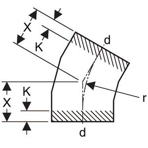 Polyethyleen (PE) bocht 30° gelaste uitvoering 250mm