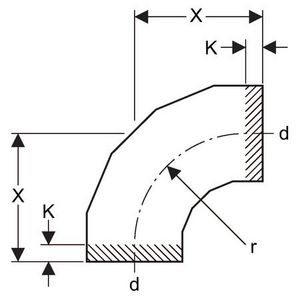 Polyethyleen (PE) bocht 90° gelaste uitvoering 250mm