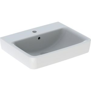 Renova Plan wastafel 55x44cm met kraangat + overloop wit Keratect