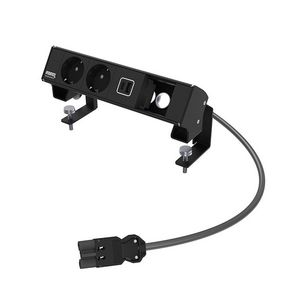 Bureau-opbouwunit Ampere zwart 2xWCD+1x USB lader A-C+1xM45