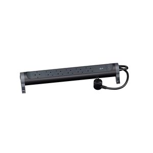 Contactdoos mont.-/draaibaar OSB 6x2P+A 1,5m.zwart VVE=5