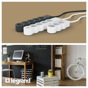 Contactdoos standaard 4xPA met 3m. zwart VVE=10