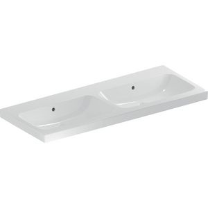 iCon Light dubbele wastafel 120x48cm zonder kraangat met overloop wit