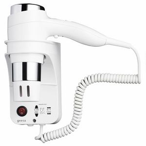 Wandhaardroger 1400W met stopcontact wit/chroom HAIRDRYER
