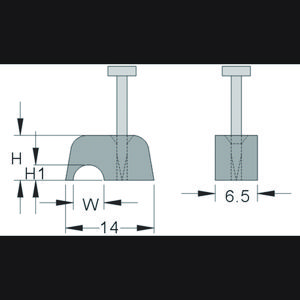 Zak a 100st. Spijkerclips ronde kabels 13,2mm lichtgrijs