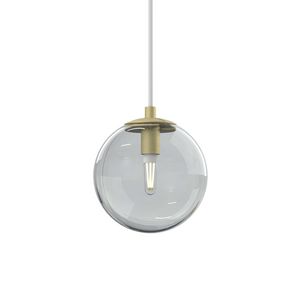 Hanglamp bol helder glas Ø13 inkortbaar snoer 150cm IP44 G9 dimbaar 13cm geborsteld mat goud